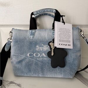 NWT Coach Mini Tour Tote Loved Denim w/ Bear & Key Charm Unisex